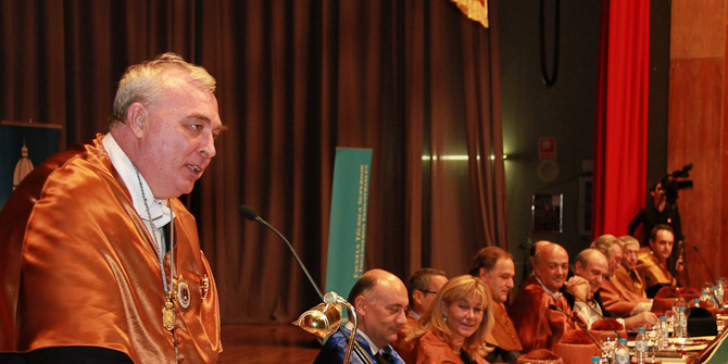 Javier Uceda durante la lectura de la Lección Magistral